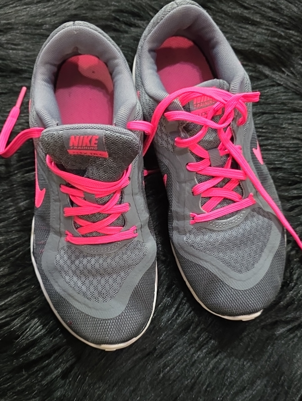 Nike Women's Gray and Hot Pink Training Shoes